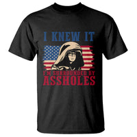 Funny I Knew It Im Surrounded by Axxholes Sci-fi Meme T Shirt Patriotic Space Parody USA Flag Sarcastic 1980s Movie Quote