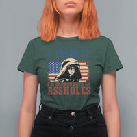 Funny I Knew It Im Surrounded by Axxholes Sci-fi Meme T Shirt For Women Patriotic Space Parody USA Flag Sarcastic 1980s Movie Quote