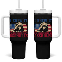 Funny I Knew It Im Surrounded by Axxholes Sci-fi Meme Tumbler With Handle Patriotic Space Parody USA Flag Sarcastic 1980s Movie Quote