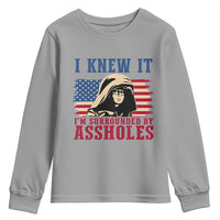 Funny I Knew It Im Surrounded by Axxholes Sci-fi Meme Youth Sweatshirt Patriotic Space Parody USA Flag Sarcastic 1980s Movie Quote