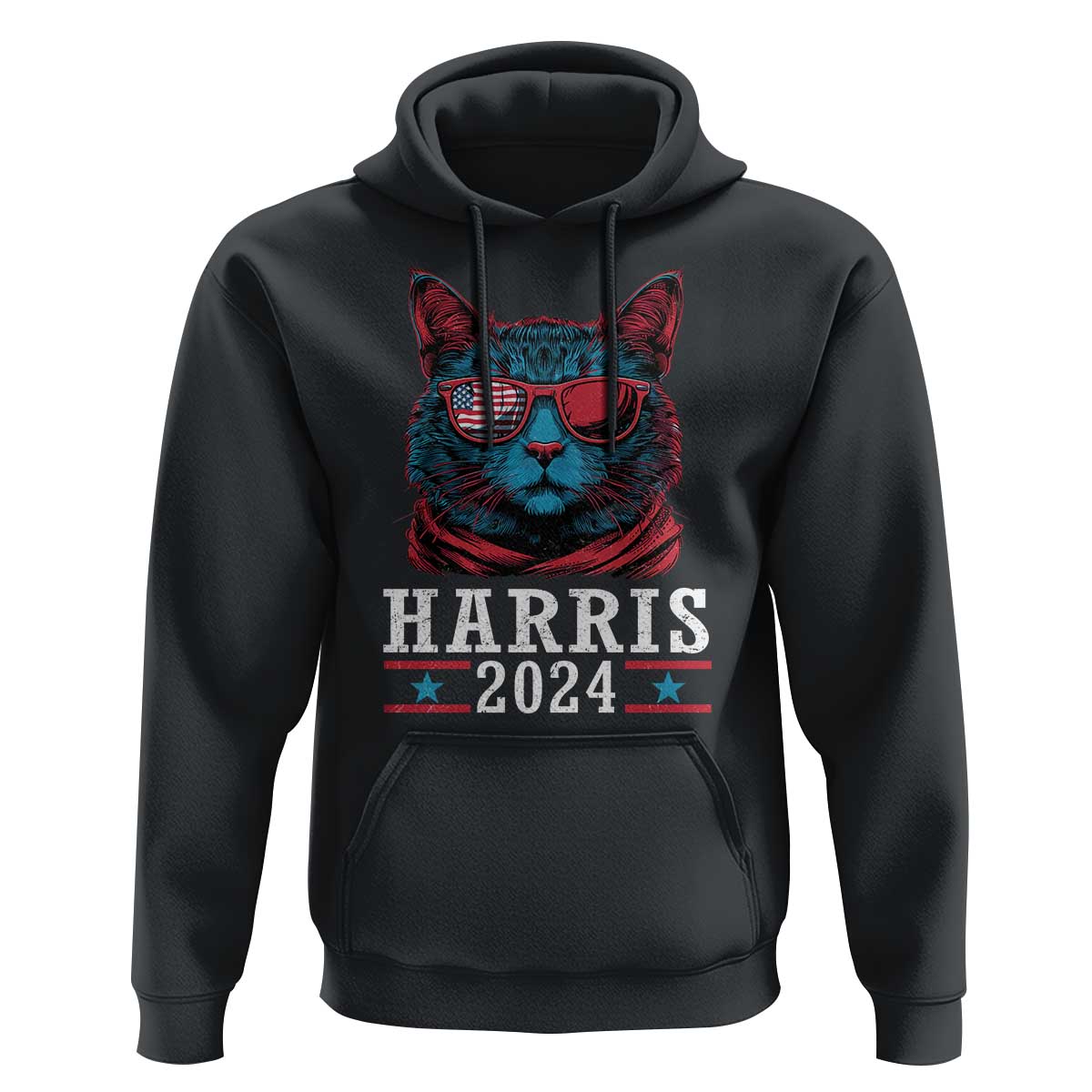 Harris 2024 Hoodie Childless Cat Lady For President American Flag - Wonder Print Shop