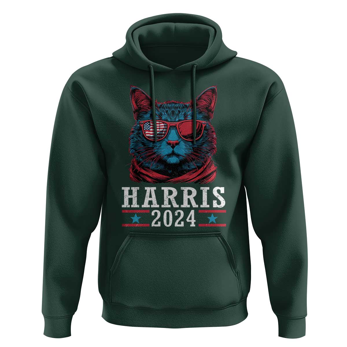 Harris 2024 Hoodie Childless Cat Lady For President American Flag - Wonder Print Shop