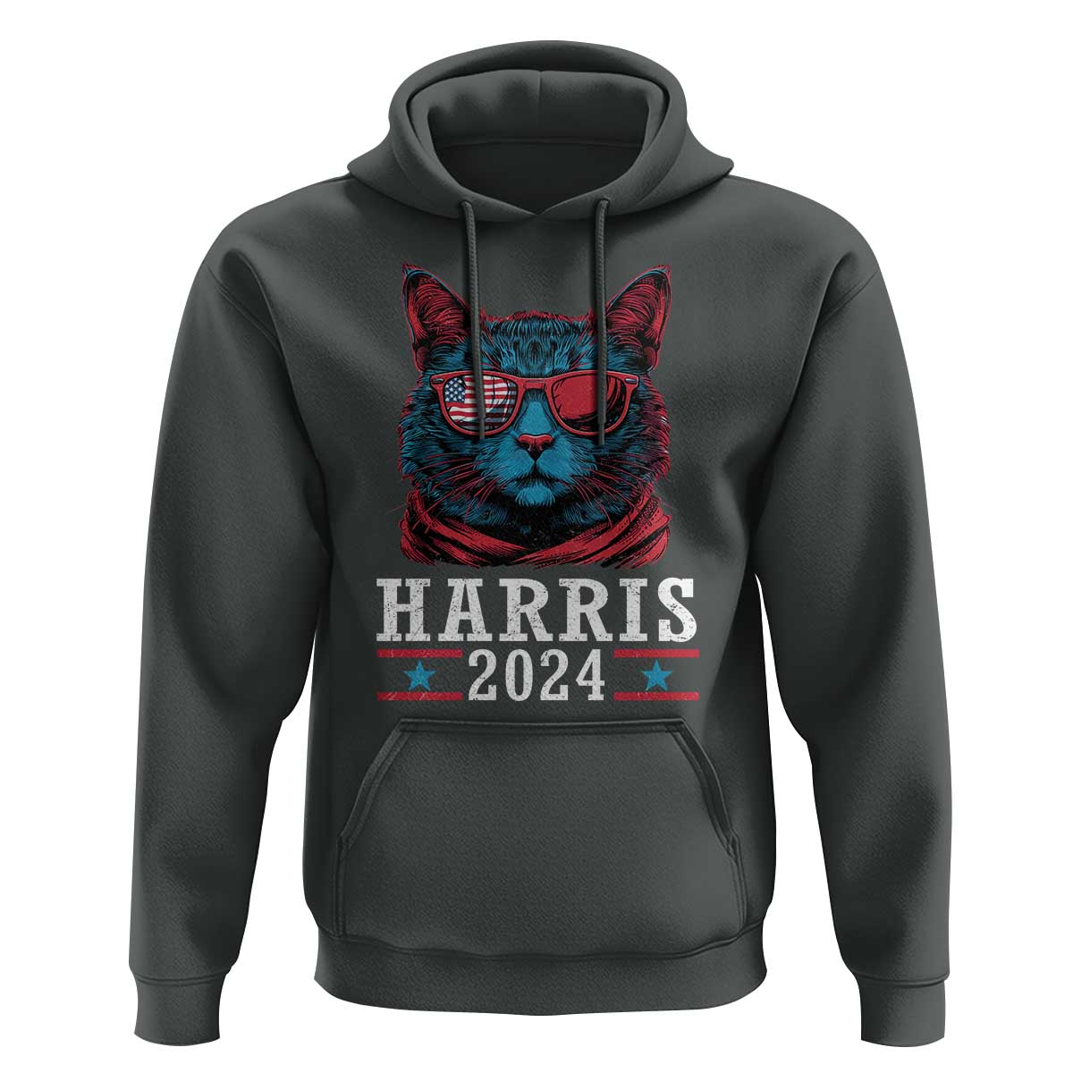 Harris 2024 Hoodie Childless Cat Lady For President American Flag - Wonder Print Shop