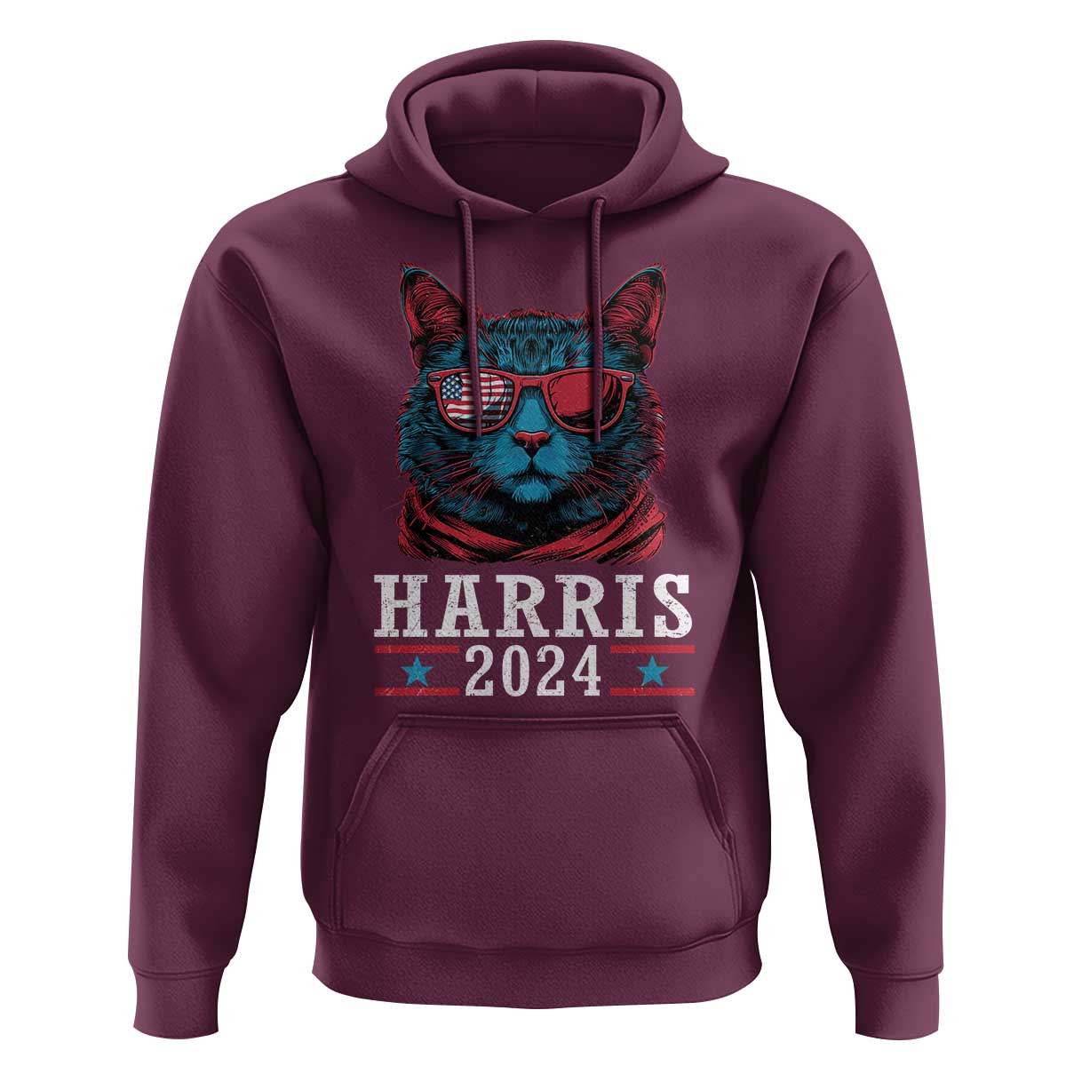 Harris 2024 Hoodie Childless Cat Lady For President American Flag - Wonder Print Shop