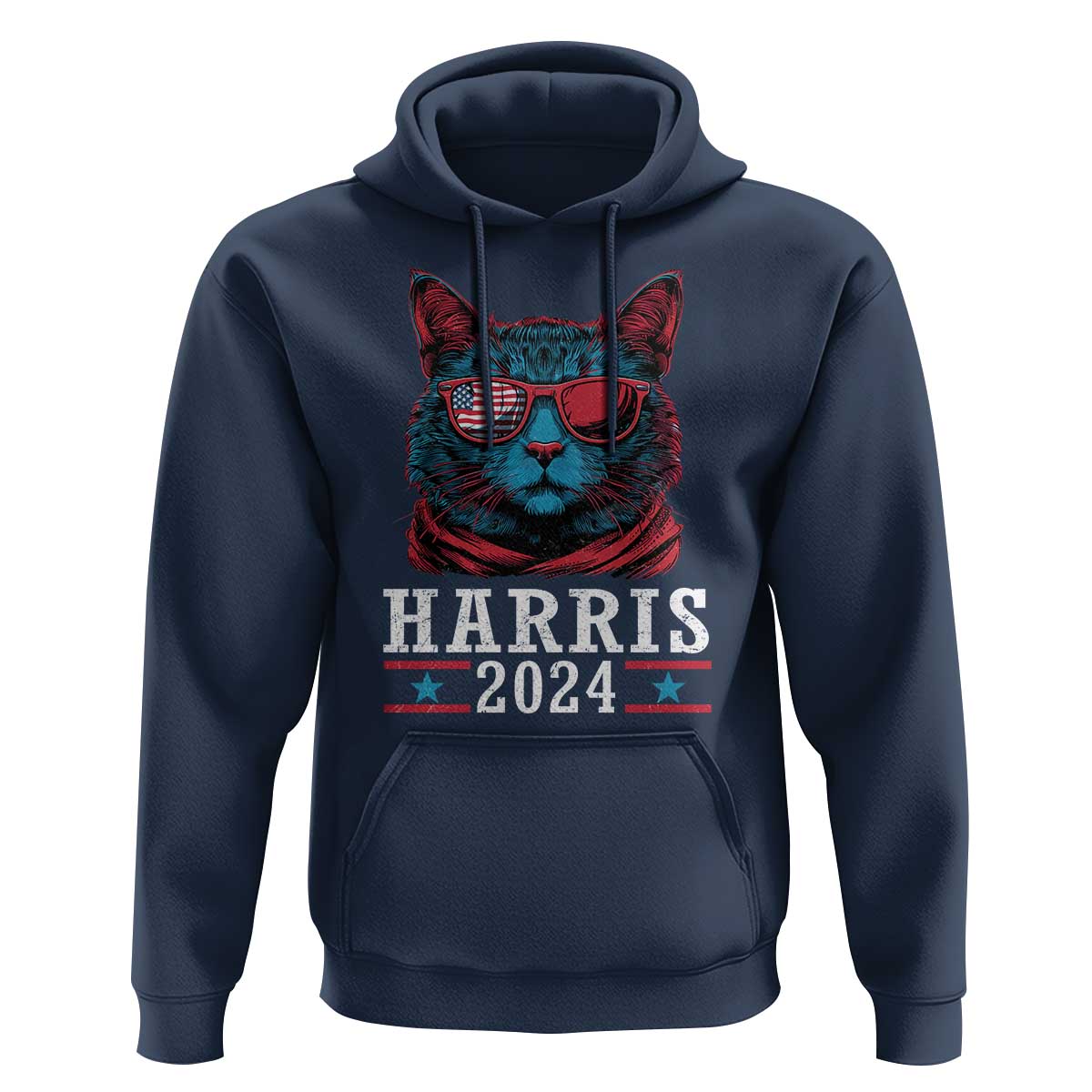Harris 2024 Hoodie Childless Cat Lady For President American Flag - Wonder Print Shop