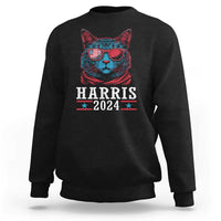 Harris 2024 Sweatshirt Childless Cat Lady For President American Flag - Wonder Print Shop