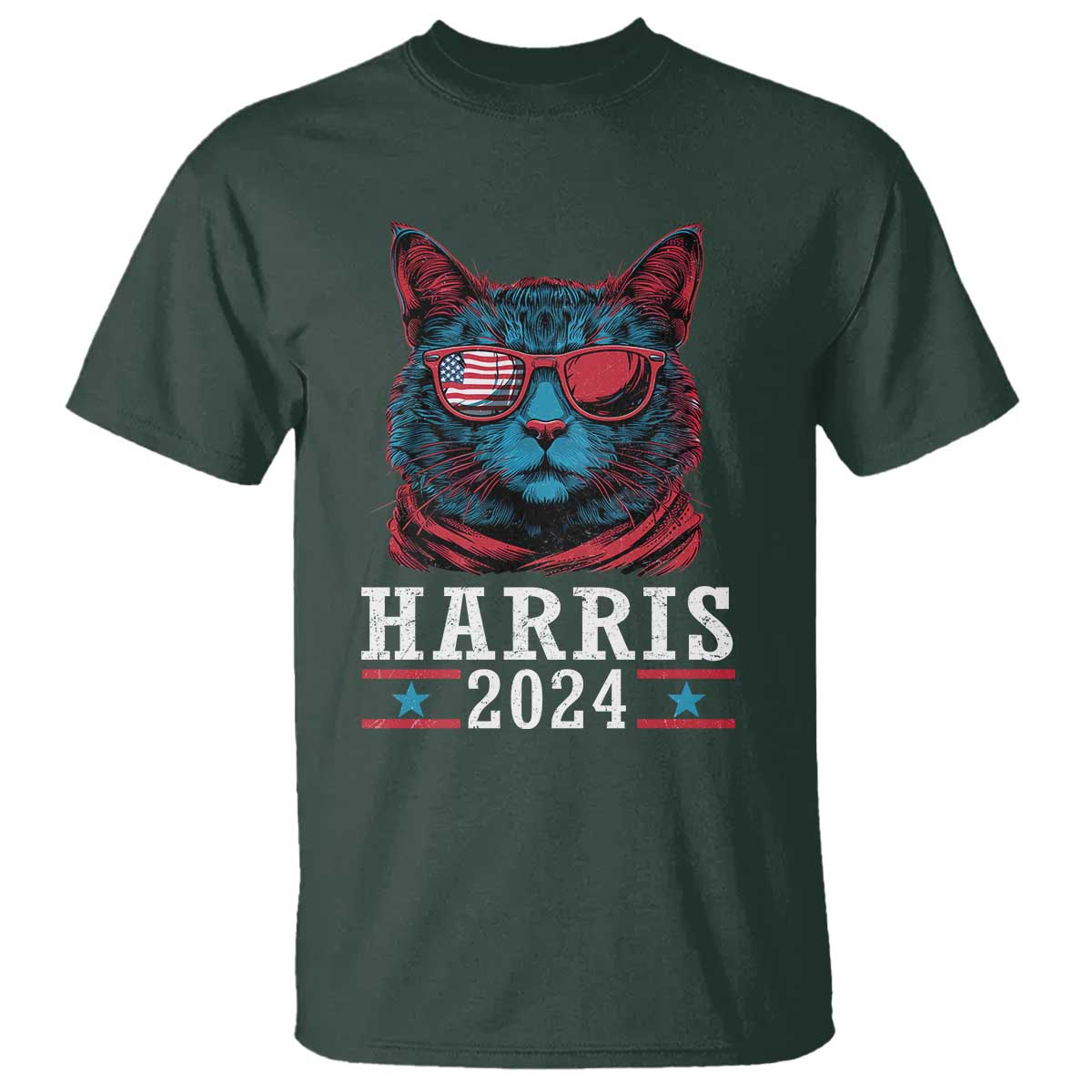 Harris 2024 T Shirt Childless Cat Lady For President American Flag - Wonder Print Shop