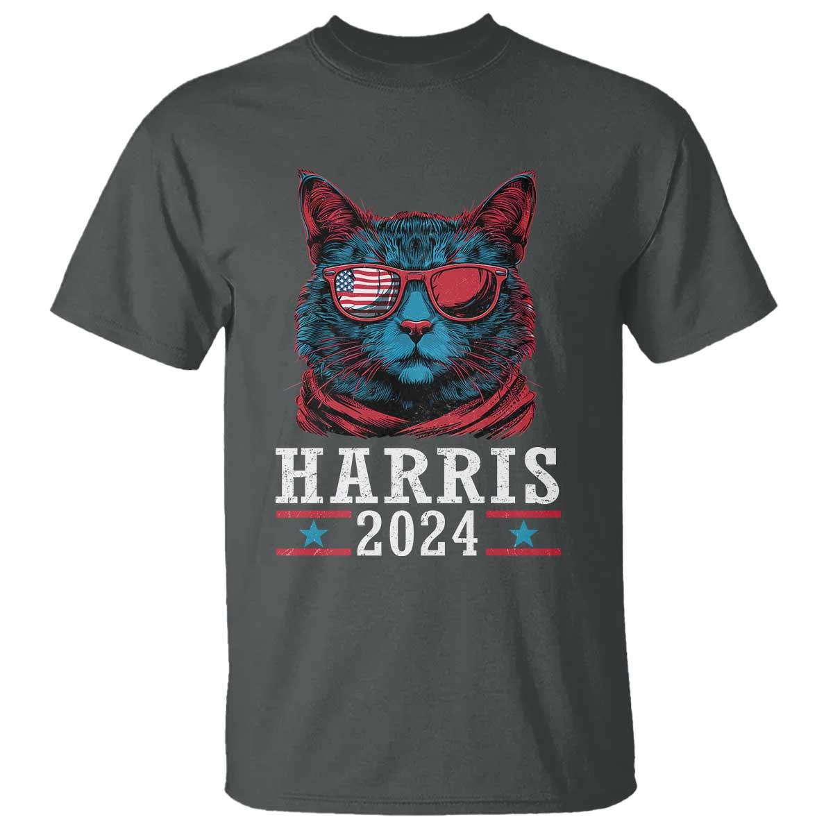Harris 2024 T Shirt Childless Cat Lady For President American Flag - Wonder Print Shop