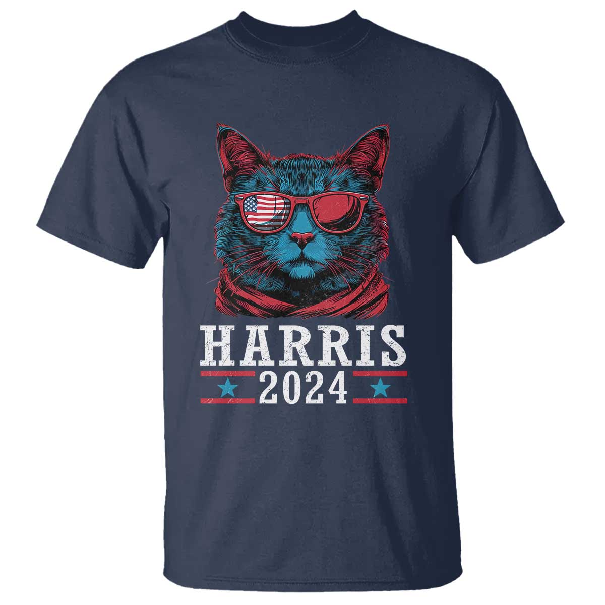Harris 2024 T Shirt Childless Cat Lady For President American Flag - Wonder Print Shop