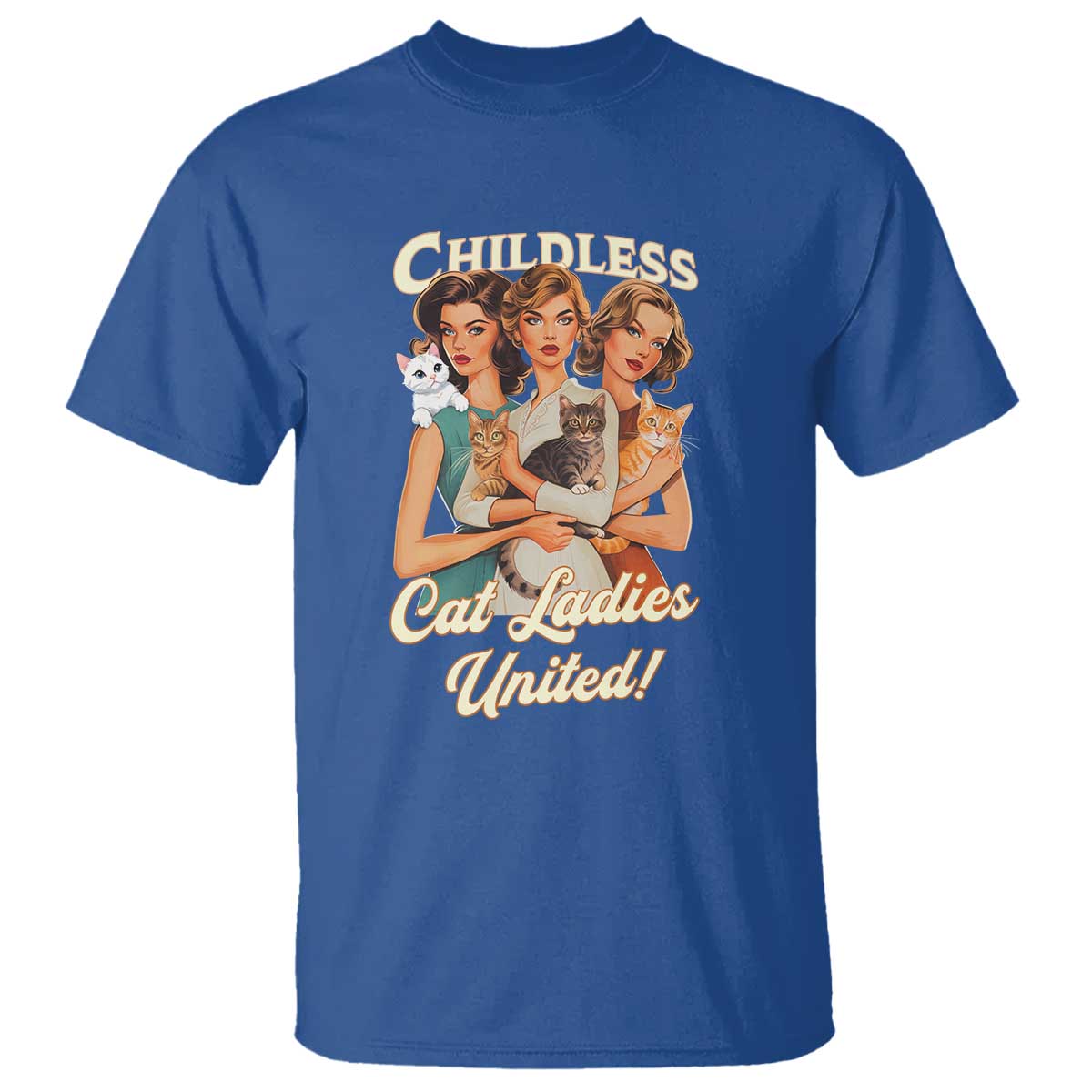 Childless Cat Ladies United T Shirt Feline Lover Retro - Wonder Print Shop
