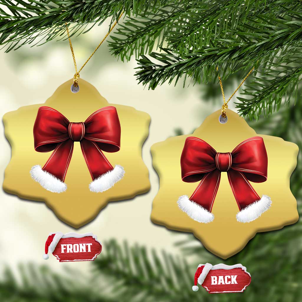 Red Coquette Bow Santa Retro Xmas Vibe Christmas Ornament - Wonder Print Shop