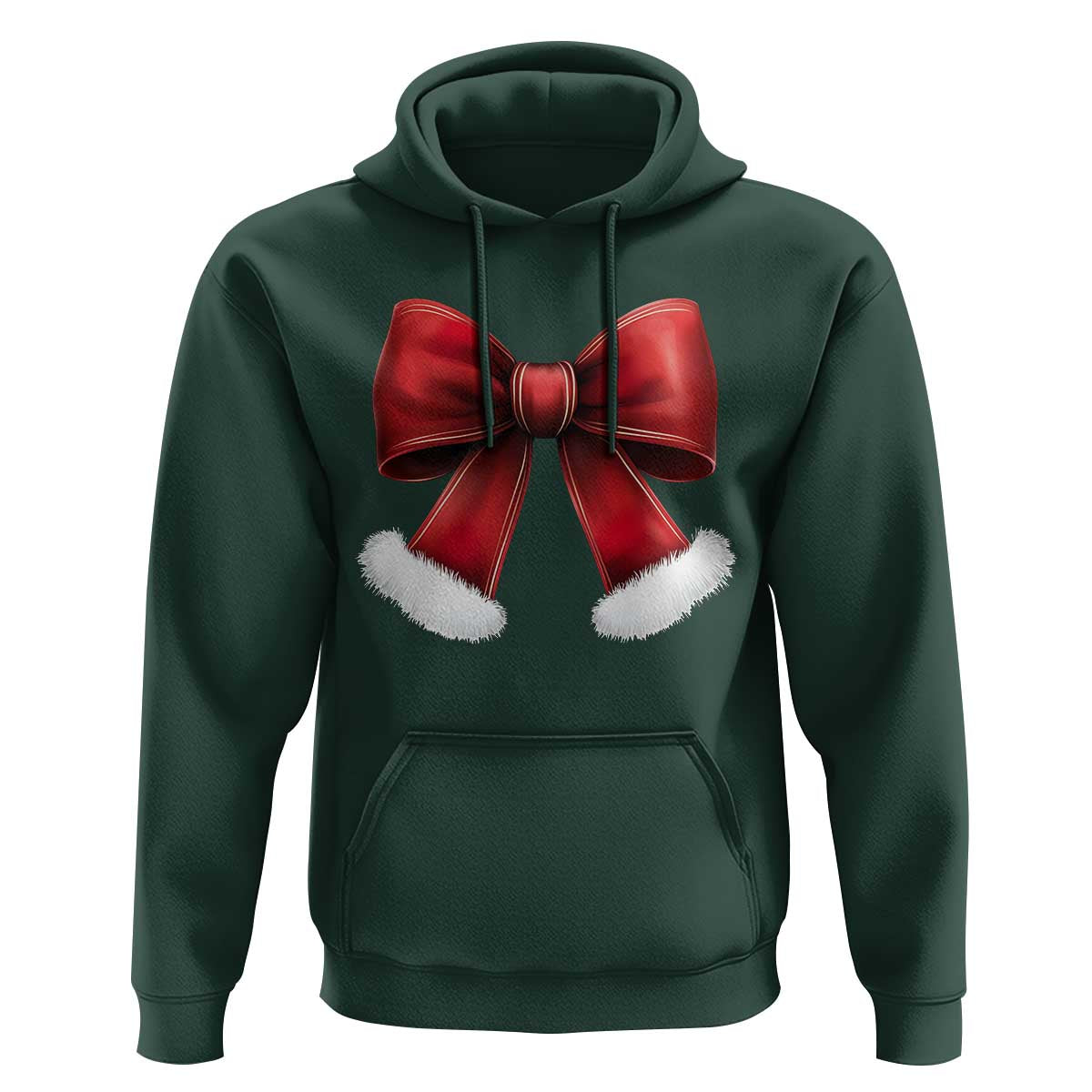 Red Coquette Bow Santa Retro Christmas Vibe Hoodie