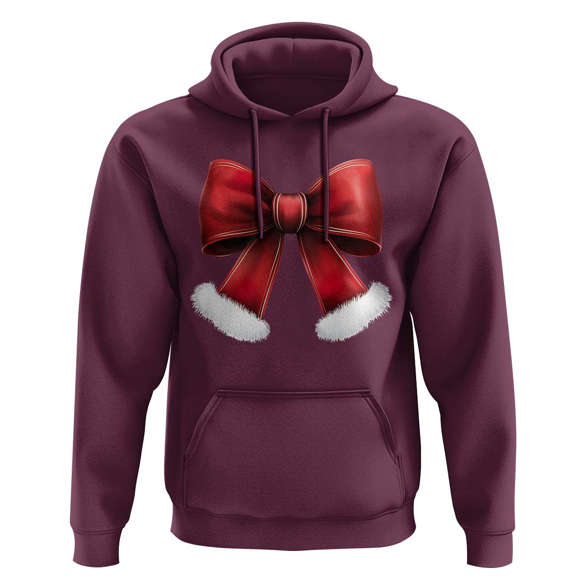 Red Coquette Bow Santa Retro Christmas Vibe Hoodie