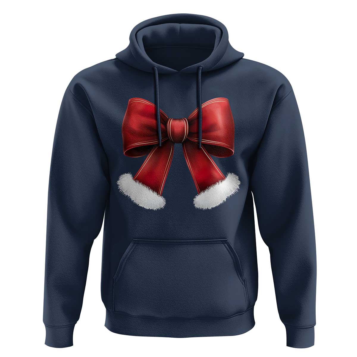 Red Coquette Bow Santa Retro Christmas Vibe Hoodie