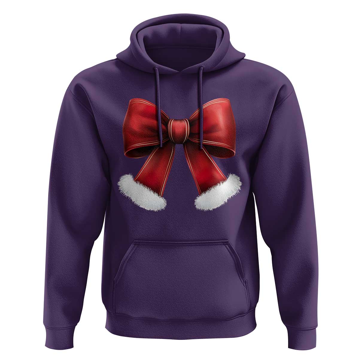 Red Coquette Bow Santa Retro Christmas Vibe Hoodie