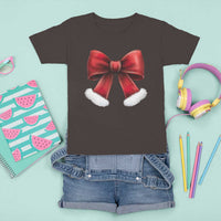 Red Coquette Bow Santa Retro Christmas Vibe T Shirt For Kid - Wonder Print Shop