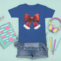 Red Coquette Bow Santa Retro Christmas Vibe T Shirt For Kid - Wonder Print Shop