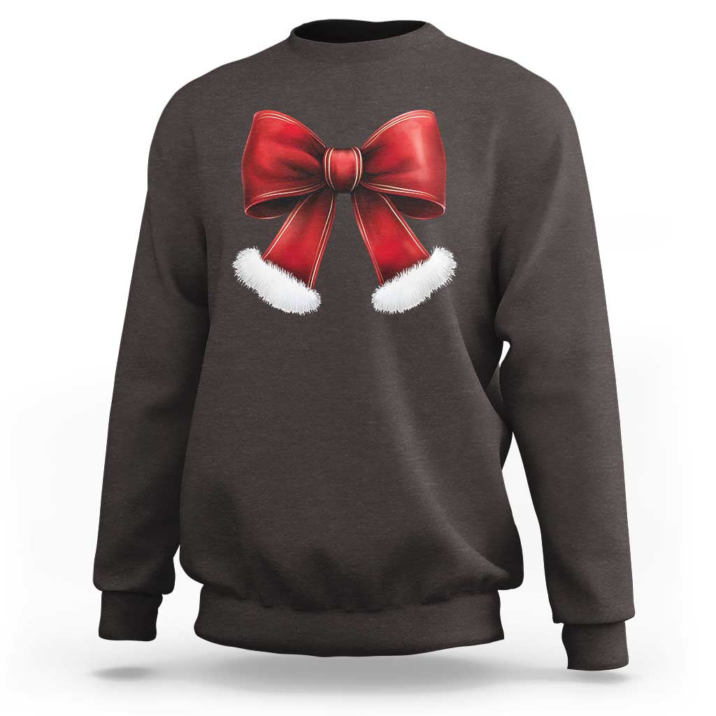 Red Coquette Bow Santa Retro Christmas Vibe Sweatshirt - Wonder Print Shop