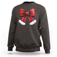 Red Coquette Bow Santa Retro Christmas Vibe Sweatshirt - Wonder Print Shop