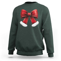 Red Coquette Bow Santa Retro Christmas Vibe Sweatshirt - Wonder Print Shop