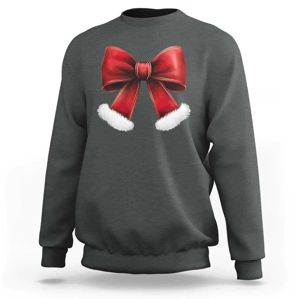 Red Coquette Bow Santa Retro Christmas Vibe Sweatshirt - Wonder Print Shop