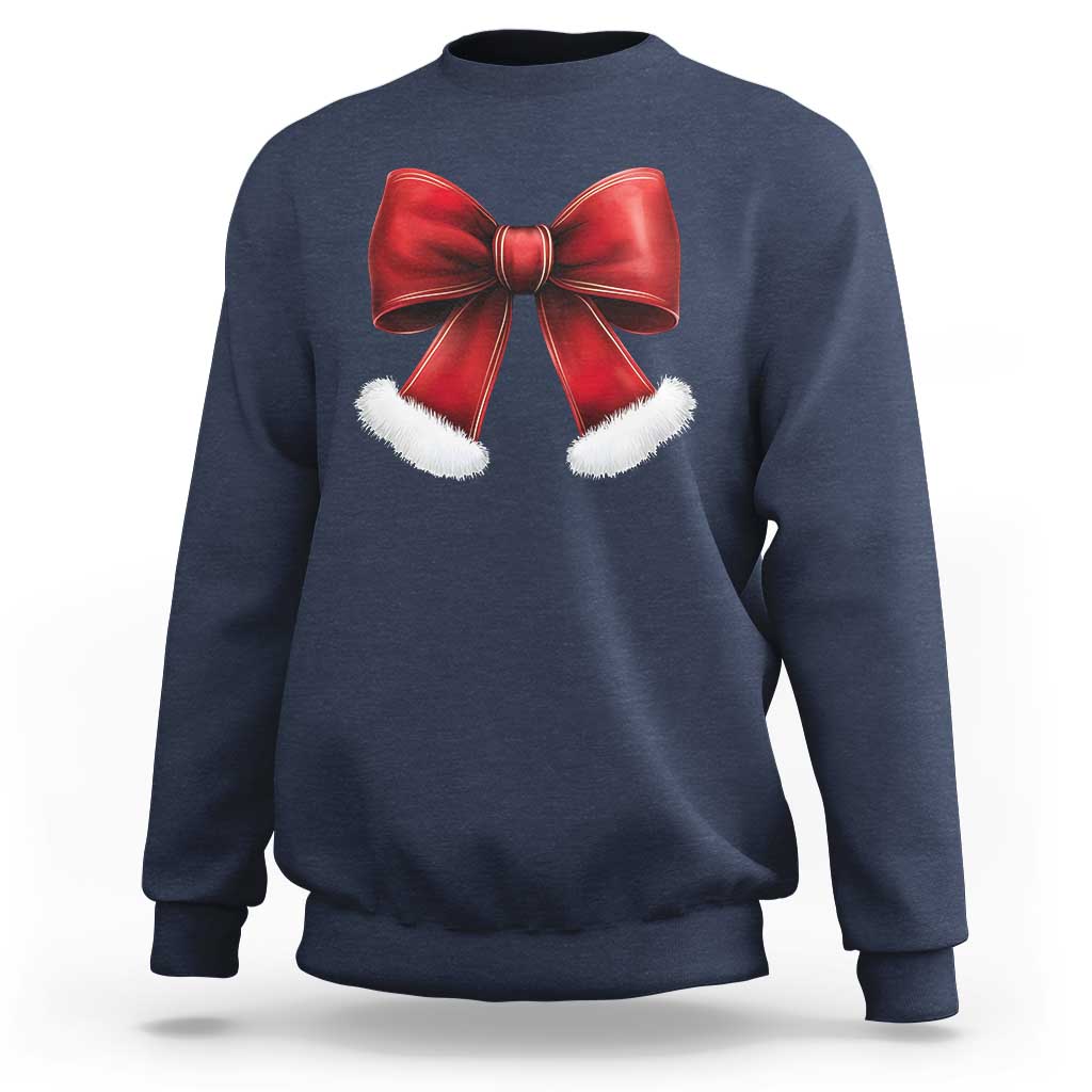 Red Coquette Bow Santa Retro Christmas Vibe Sweatshirt - Wonder Print Shop