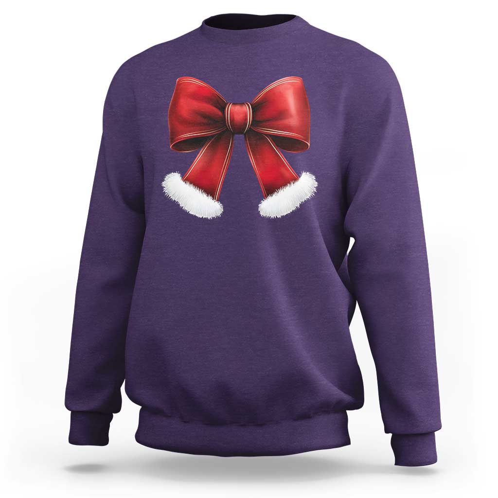 Red Coquette Bow Santa Retro Christmas Vibe Sweatshirt - Wonder Print Shop