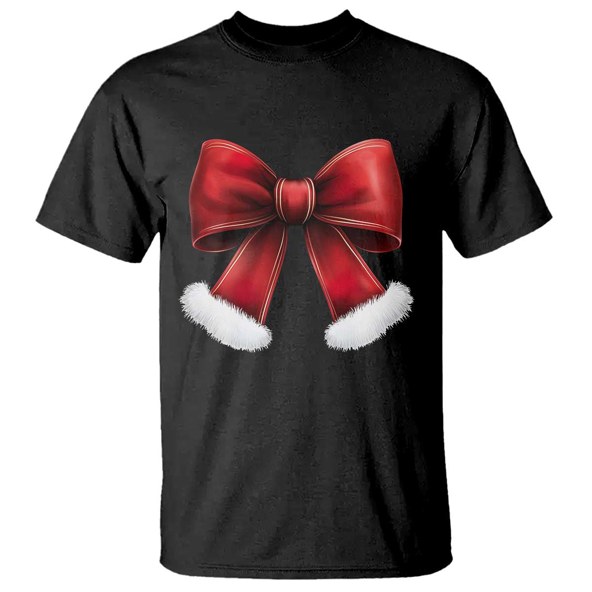 Red Coquette Bow Santa Retro Christmas Vibe T Shirt - Wonder Print Shop
