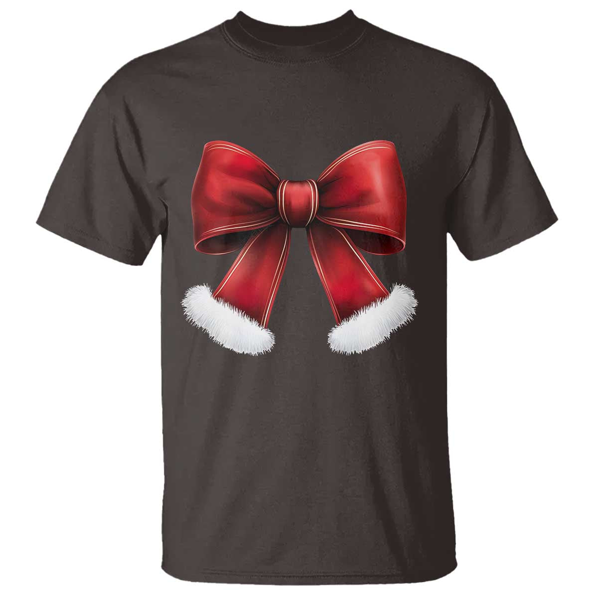 Red Coquette Bow Santa Retro Christmas Vibe T Shirt - Wonder Print Shop