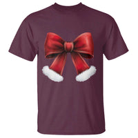 Red Coquette Bow Santa Retro Christmas Vibe T Shirt - Wonder Print Shop