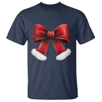 Red Coquette Bow Santa Retro Christmas Vibe T Shirt - Wonder Print Shop