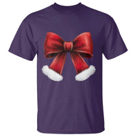 Red Coquette Bow Santa Retro Christmas Vibe T Shirt - Wonder Print Shop