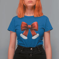 Red Coquette Bow Santa Retro Christmas Vibe T Shirt For Women - Wonder Print Shop