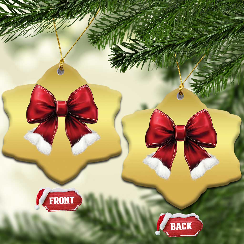 Red Coquette Bow Santa Xmas Vibe Christmas Ornament - Wonder Print Shop