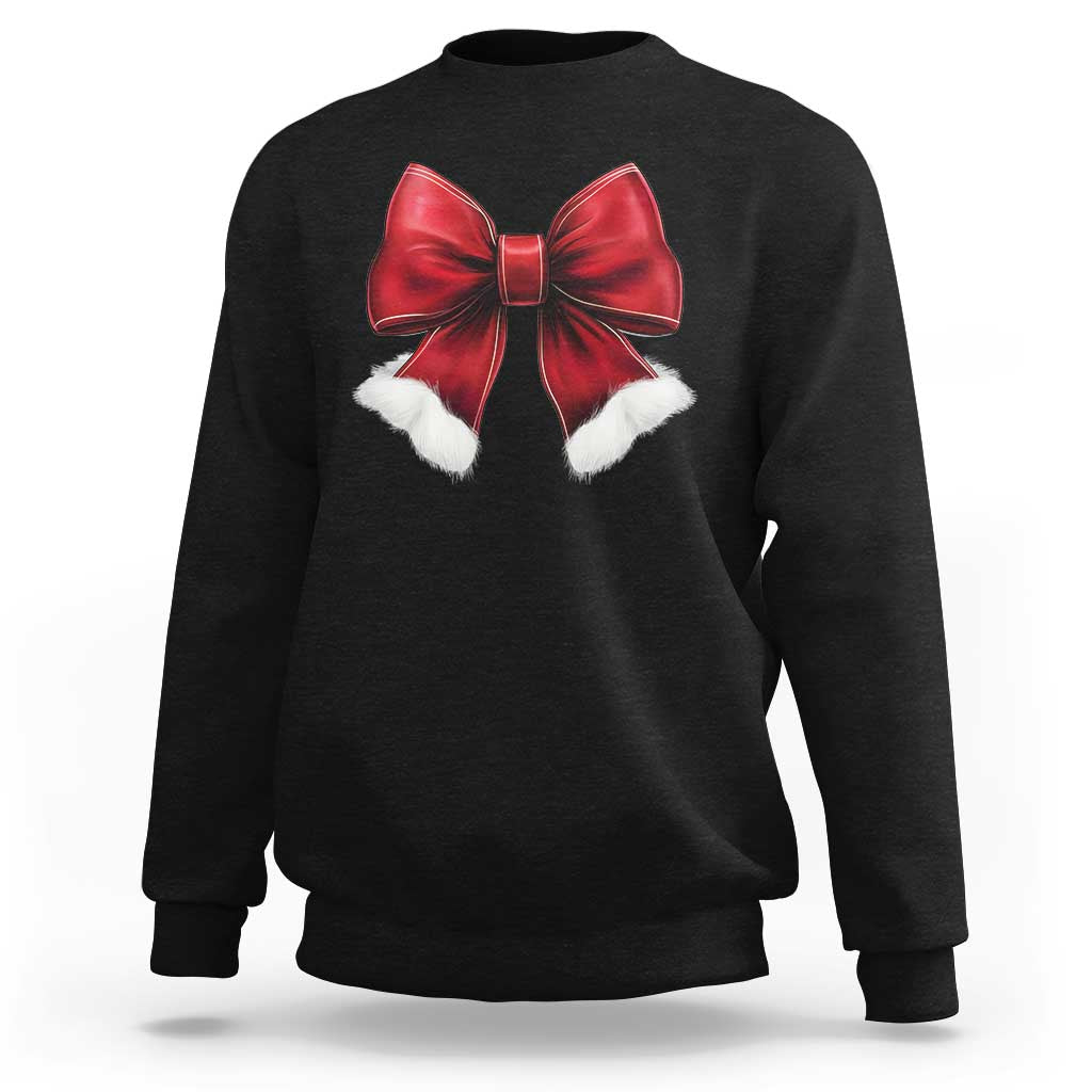 Red Coquette Bow Santa Christmas Vibe Sweatshirt - Wonder Print Shop