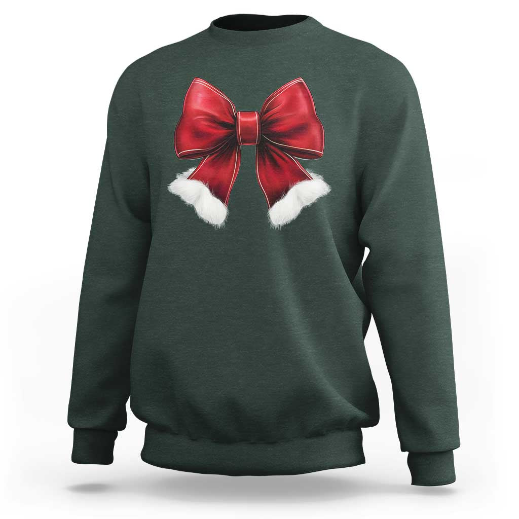 Red Coquette Bow Santa Christmas Vibe Sweatshirt - Wonder Print Shop