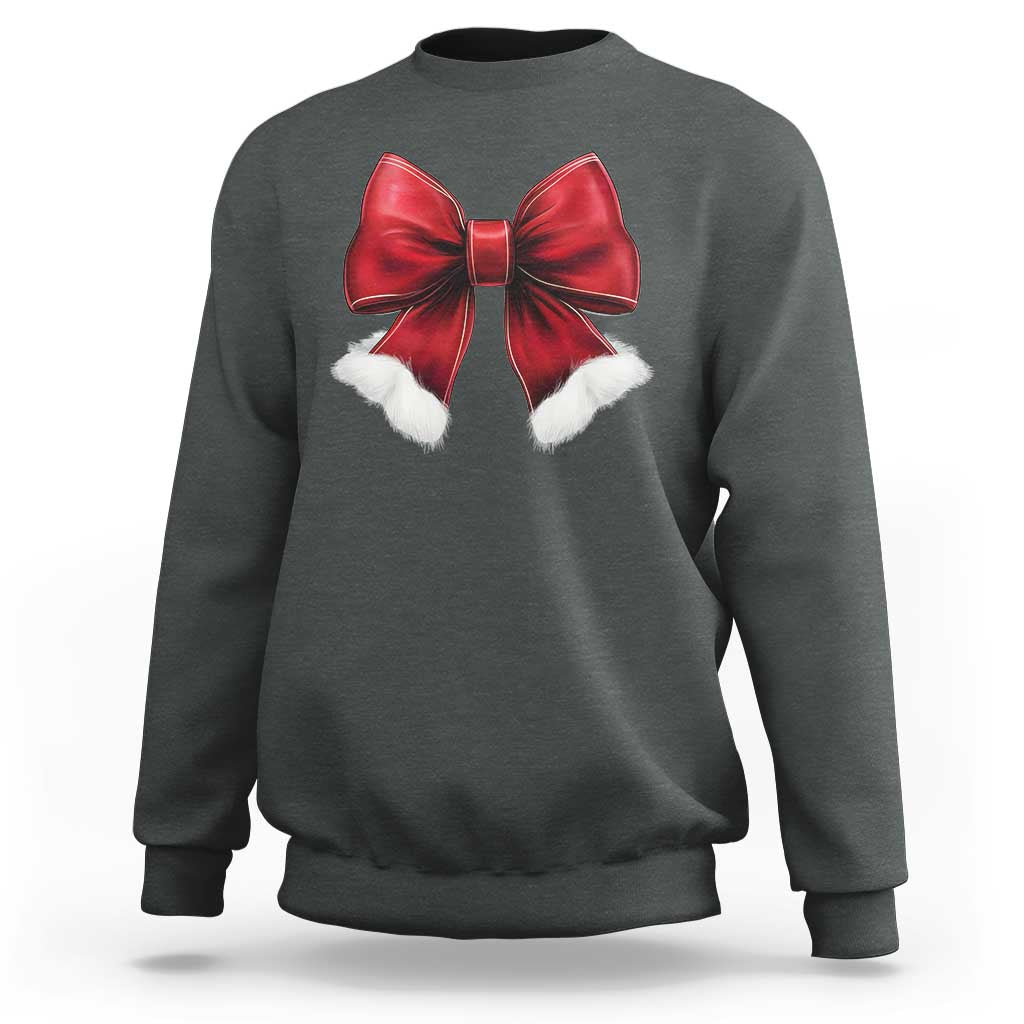 Red Coquette Bow Santa Christmas Vibe Sweatshirt - Wonder Print Shop