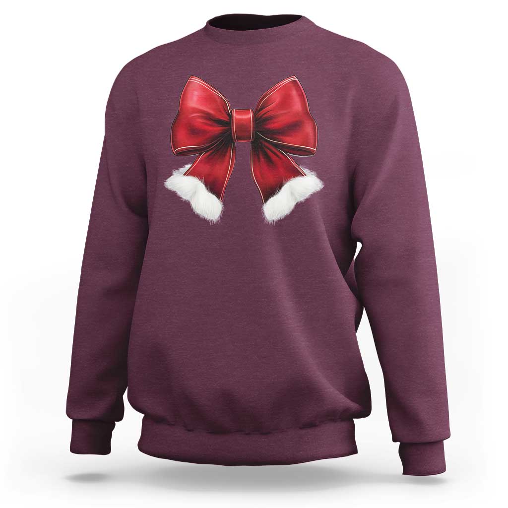 Red Coquette Bow Santa Christmas Vibe Sweatshirt - Wonder Print Shop