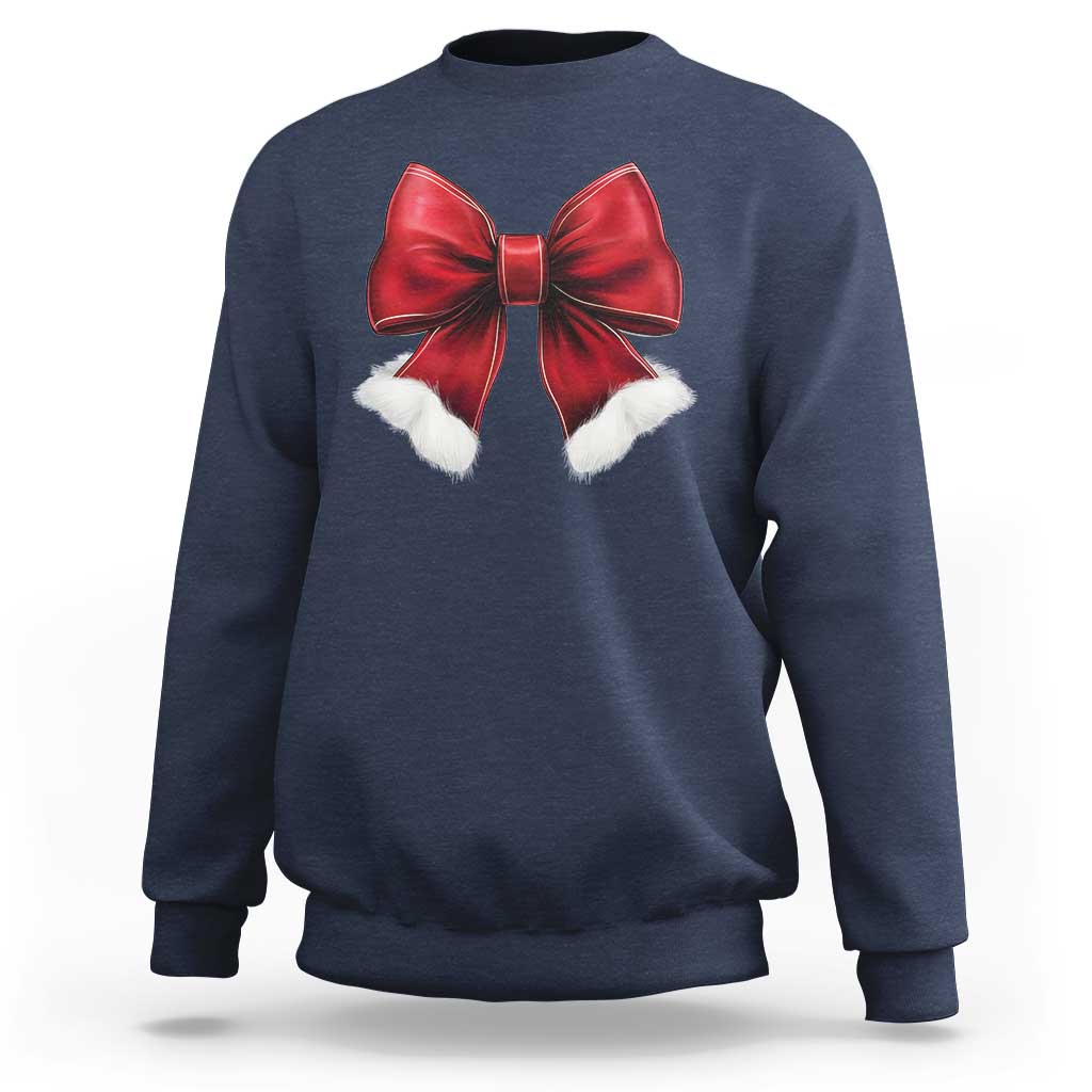 Red Coquette Bow Santa Christmas Vibe Sweatshirt - Wonder Print Shop
