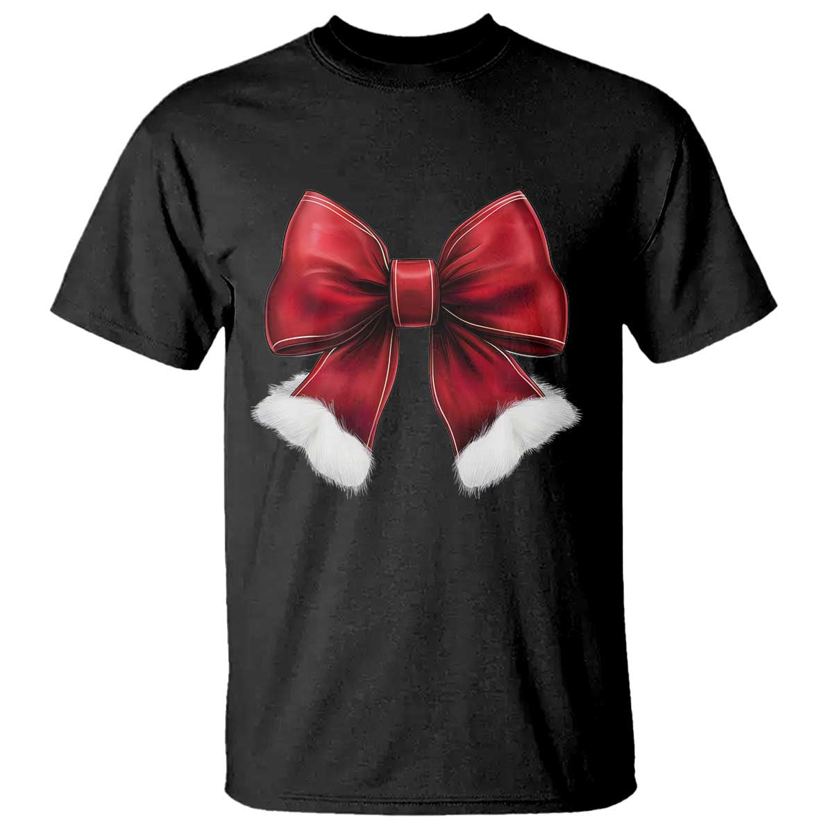 Red Coquette Bow Santa Christmas Vibe T Shirt - Wonder Print Shop