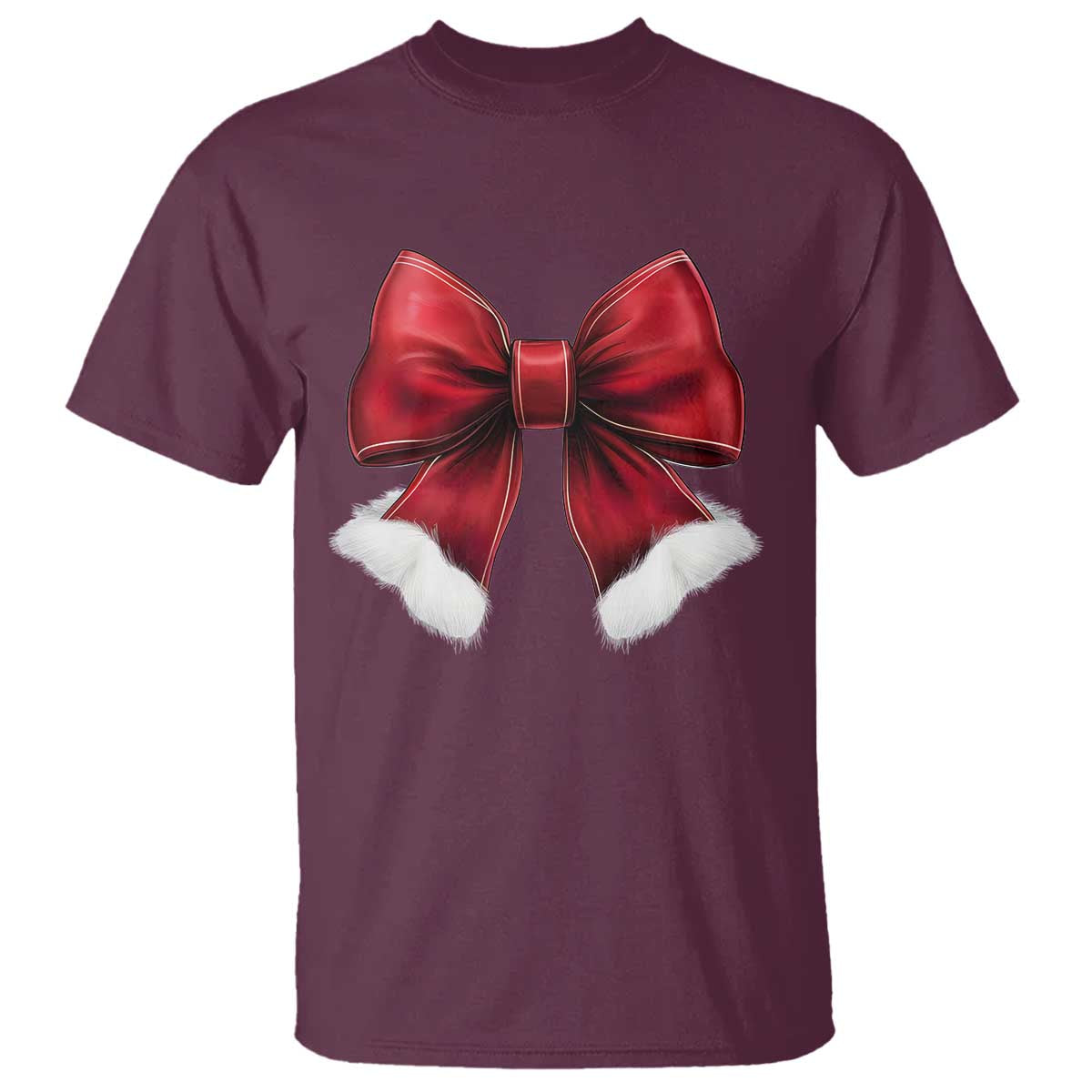 Red Coquette Bow Santa Christmas Vibe T Shirt - Wonder Print Shop