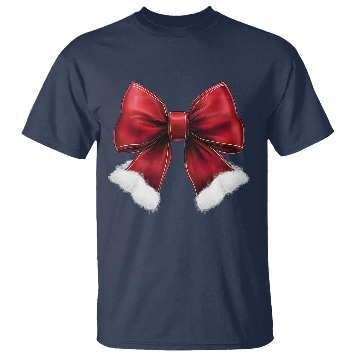 Red Coquette Bow Santa Christmas Vibe T Shirt - Wonder Print Shop