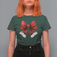 Red Coquette Bow Santa Christmas Vibe T Shirt For Women - Wonder Print Shop
