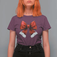 Red Coquette Bow Santa Christmas Vibe T Shirt For Women - Wonder Print Shop