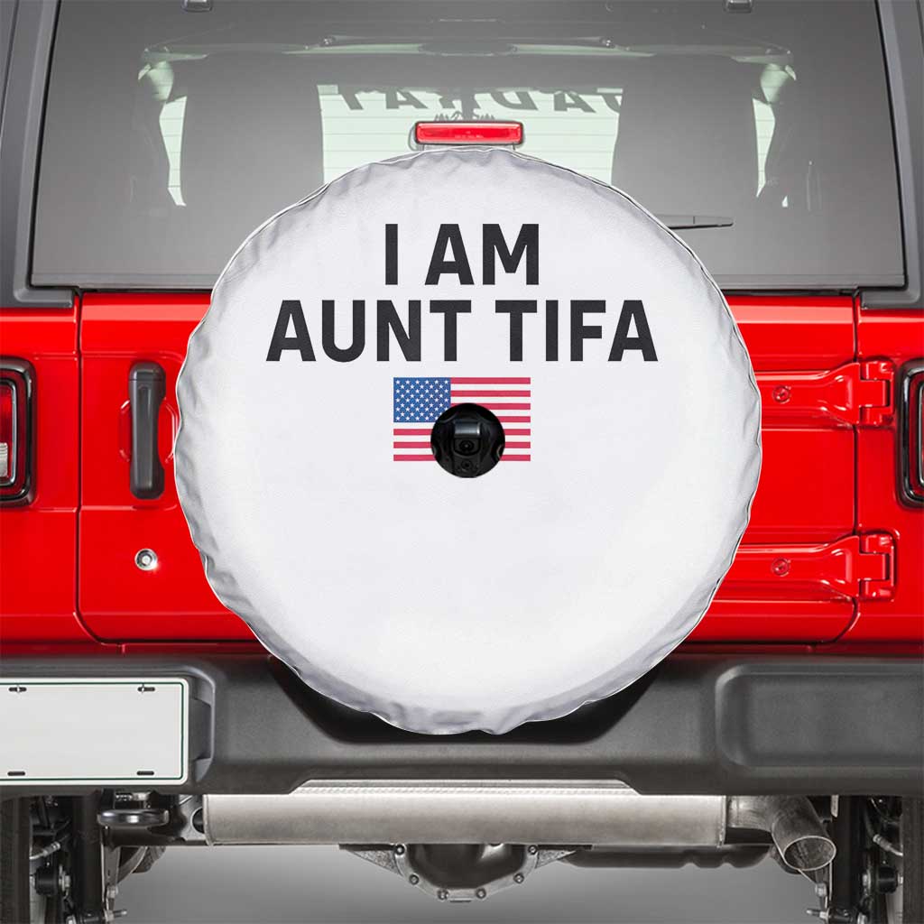 Funny I Am Aunt Tifa Spare Tire Cover Sarcastic Political Meme American Flag - Wonder Print Shop