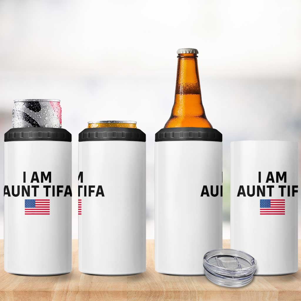 Funny I Am Aunt Tifa 4 in 1 Can Cooler Tumbler Sarcastic Political Meme American Flag - Wonder Print Shop