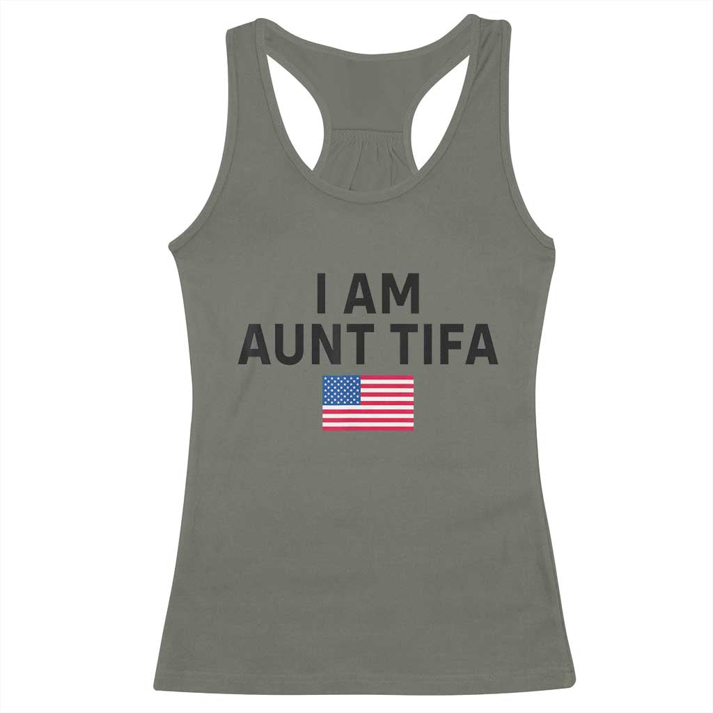 Funny I Am Aunt Tifa Racerback Tank Top Sarcastic Political Meme American Flag - Wonder Print Shop