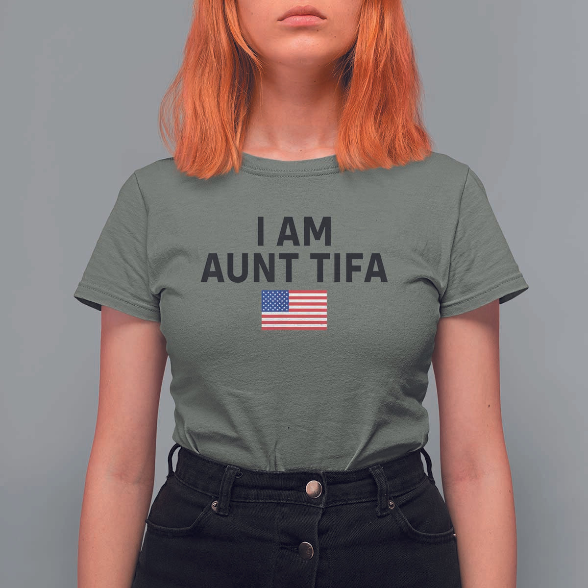 Funny I Am Aunt Tifa T Shirt For Women Sarcastic Political Meme American Flag - Wonder Print Shop