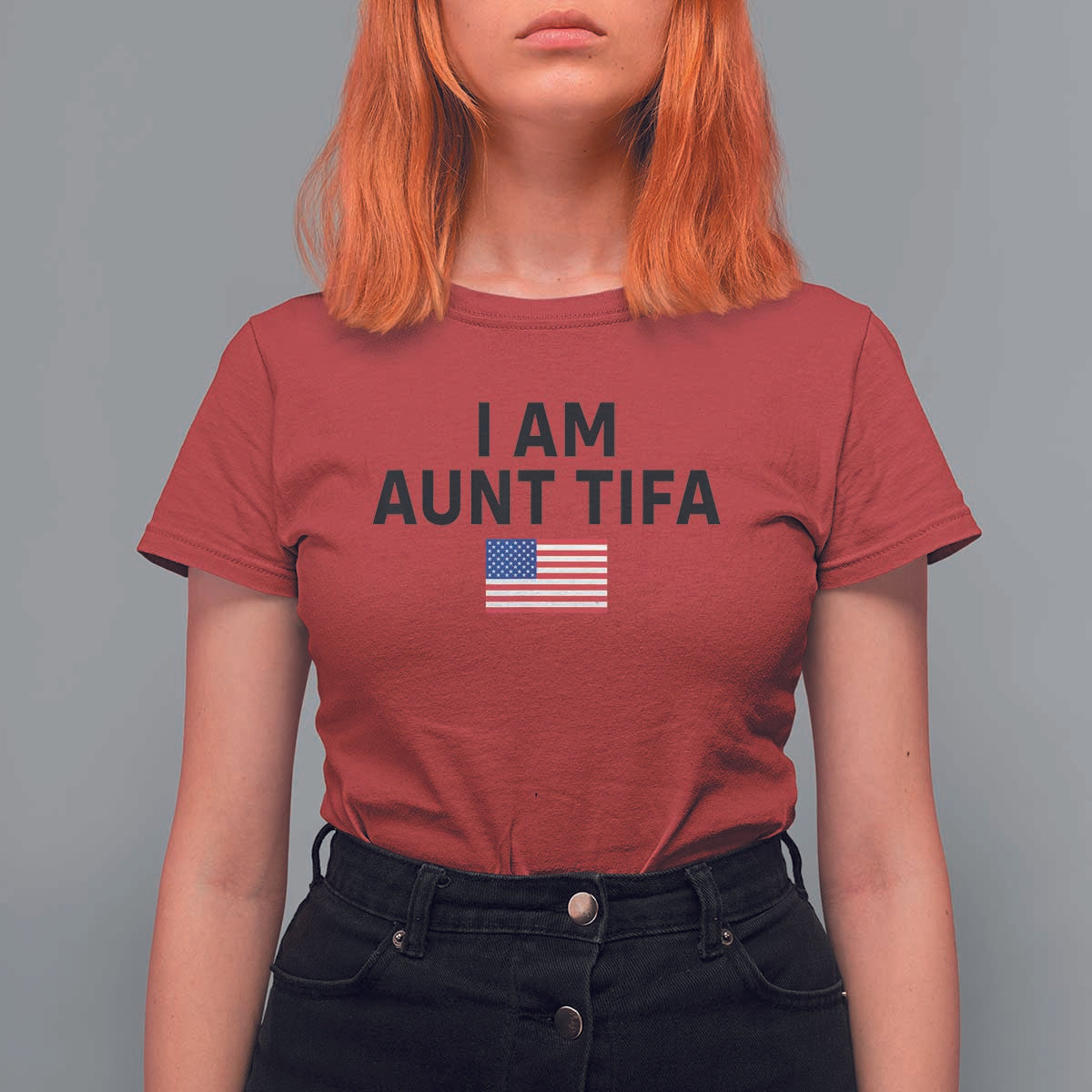 Funny I Am Aunt Tifa T Shirt For Women Sarcastic Political Meme American Flag - Wonder Print Shop