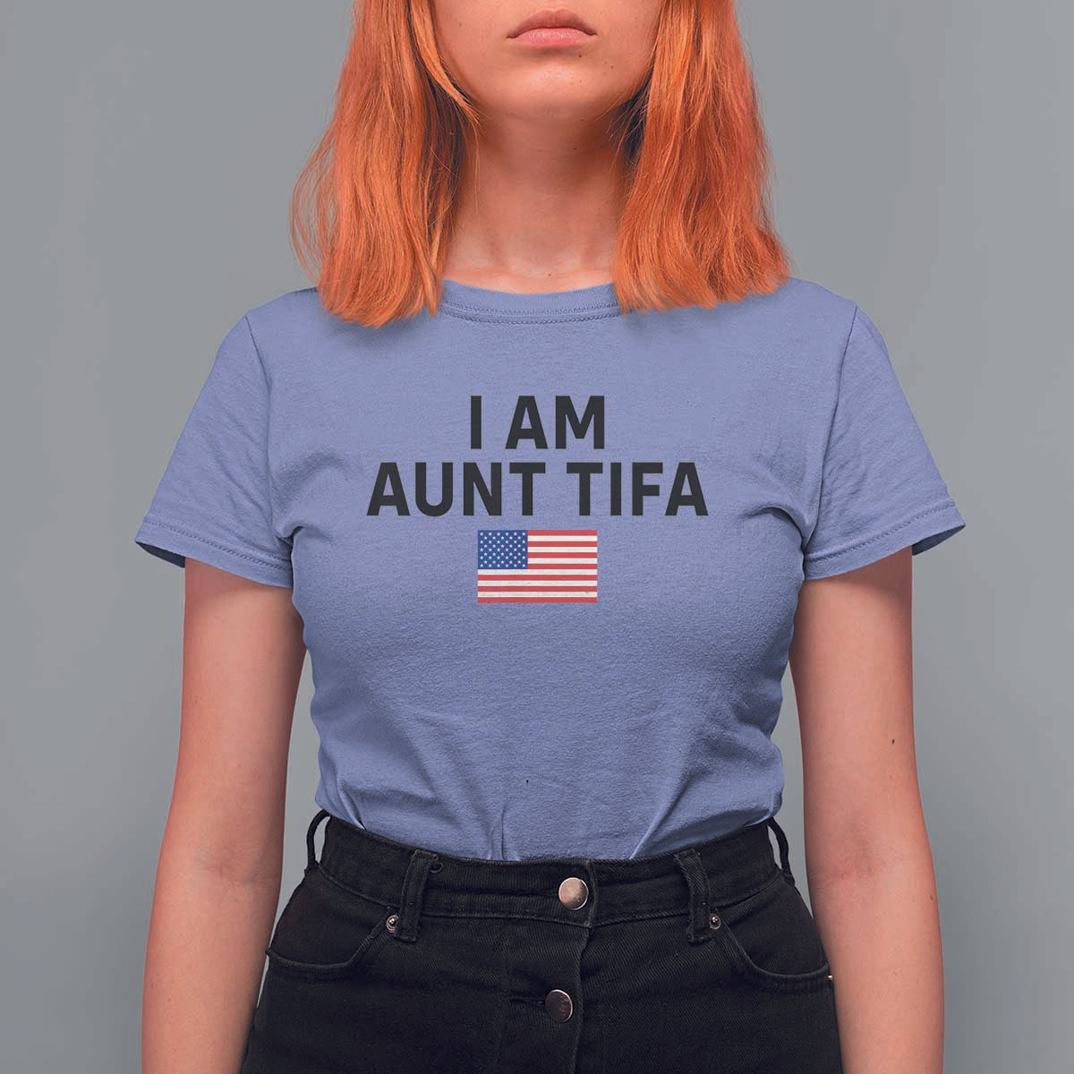 Funny I Am Aunt Tifa T Shirt For Women Sarcastic Political Meme American Flag - Wonder Print Shop